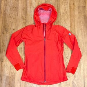 KUHL Projekt Rain Jacket Womens Small Red Excellent Hooded Full Zip Nylon Shell